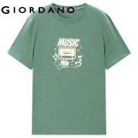 GIORDANO Men T-Shirts Summer Short Sleeve 100% Cotton Quality T-Shirts Crewneck Print Simple Casual Relaxed T-Shirts 91082006