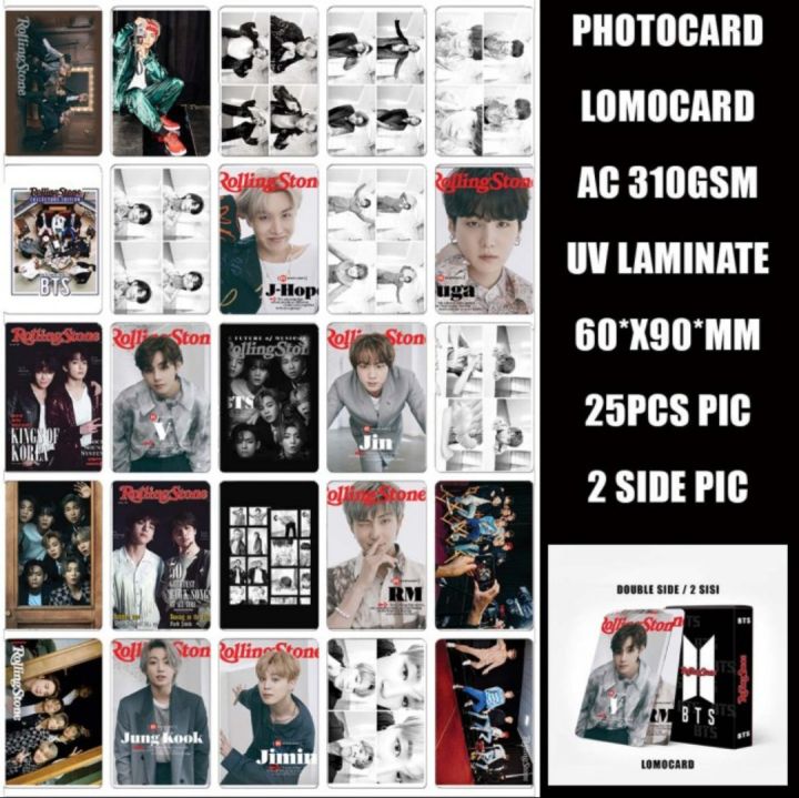 Kartu Foto Photocard B T S Premium Rolling Stone 2 Sisi Gambar Isi 25