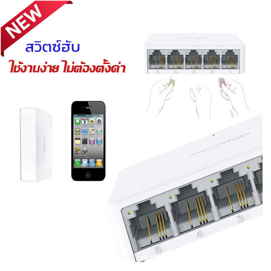 สวิช-แยกสัญญานอินเตอร์เนต-10-100-mbps-ราคาถูกมาก-5-8-port-10-100-mbps-มีขนาด-5-พอร์ทและ-8-พอร์ทให้เลือก