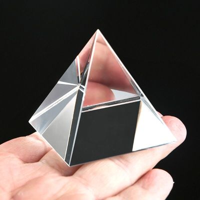 ；。‘【； 60Mm Nature Clear Quartz Fengshui Crystal Glass Pyramid Reiki Healing Stone Room Ornament Home Decoration