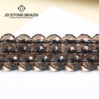 Natural Faceted Smoky Quartz Beads Round Brown Energy Crystal Loose Spacer Bead For Jewelry Making Bracelet Necklace Accessory