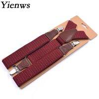 【YF】∋✥  Yienws Suspensorio Mens Suspenders Leisure Commercial Trousers Brace Burgundy Dot Bretels 120cm YiA044