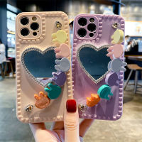 เคสโทรศัพท์แบบนิ่มประดับพลอยเทียมกระจกรูปหัวใจน่ารักเคสสำหรับ Apple iPhone 14 13 12 11 Pro Max X XS XR Max Plus เคสด้านหลังมีสไตล์ประณีตตามแฟชั่นที่โดดเด่นจาก GGQcase