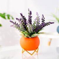 Small Ceramic Flower Pots And Planters with Gold Metal Stand 4 inch Coloful Cactus Succulents Potted Indoor Planter Pot Gift