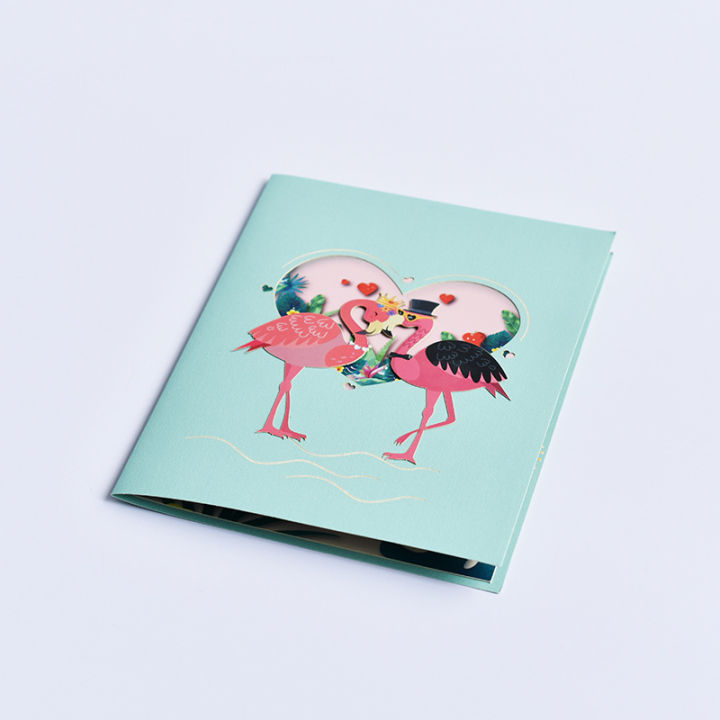 flamingos-การ์ดป๊อปอัพ-การ์ดวันวาเลนไทน์สำหรับทุกคน-การ์ดป๊อปอัพรัก-การ์ดวันเกิด-การ์ดอวยพรวันแม่-การ์ดป๊อปอัพรัก-การ์ดอวยพรครบรอบ3d-การ์ดอวยพร-love-pop-up-card
