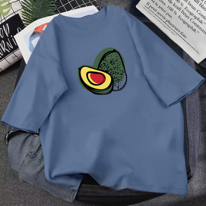 avocado-pattern-plus-size-t-shirt-womens-fruit-printed-big-size-tee