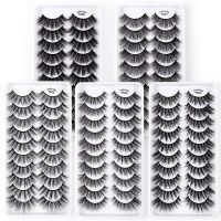 EONWAY 10Pairs ความงามของผู้หญิง Wispy ปุย 3D Mink Lashes Faux Mink ขนตาปลอม ธรรมชาติยาว