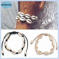 ELLENOUISE ปรับได้ ซัมเมอร์ บีช เครื่องประดับ สร้อยข้อมือเปลือกหอยธรรมชาติ Boho แฮนด์เมด หอยสังข์ โซ่เชือก Cowrie