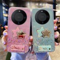 เคสสำหรับ Huawei Mate 60 Pro เคสซิลิโคนนิ่มรูปดาวพระจันทร์ส่องแสงเป็นรูปดาวห้าแฉกกระจกกันล้มดาวสำหรับเด็กผู้หญิงสำหรับ Huawei Mate 60 Pro ฝาหลัง