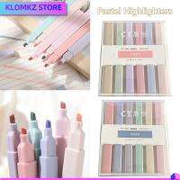 KLOMKZ 6Pcs น่ารักน่ารักๆ ปากกาฟลูออเรสเซนต์ ปลายอ่อน ปากกามาร์กเกอร์ อุปกรณ์สำนักงานโรงเรียน ปากกาไฮไลท์ ปากกาเน้นข้อความสีพาสเทล