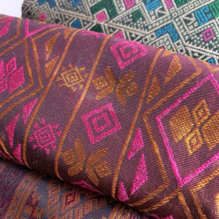 ผ้าแจ็คการ์ดสไตล์ชาติพันธุ์เอเชียตะวันออกเฉียงใต้พม่าไทยกระโปรงผ้าคลุมไหล่กระโปรงกระโปรงทรงหลอด