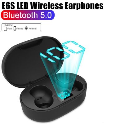 TWS หูฟังบลูทูธ E6S หูฟังไร้สายจอแสดงผลแอลอีดีหูฟังพร้อมไมโครโฟนตัดเสียงรบกวนสำหรับ Xiaomi Huawei
