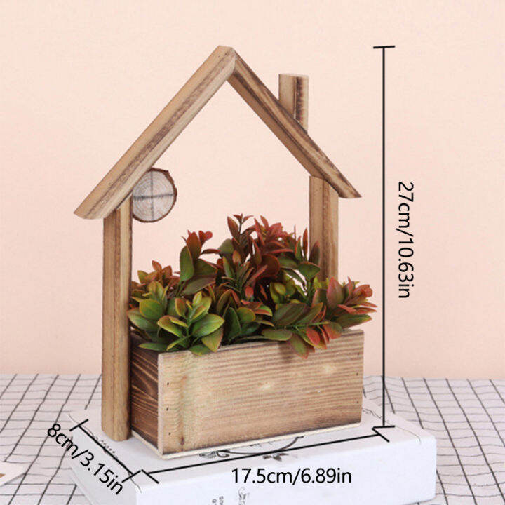 yurongfx-กระท่อมไม้ติดผนังสไตล์นอร์ดิกกระท่อมไม้ตะกร้าแขวนกำแพงสุดสร้างสรรค์กระถางดอกไม้ห้องโดยสารไม้เนื้อแข็งย้อนยุคเรียบง่ายการตกแต่งตั้งโต๊ะบ้าน