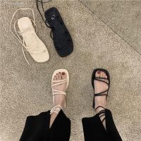 COD DSFGRTUTYIII ❈✲Roman sandals women s shoes 2021 new summer fairy student comfortable soft bottom cross strap flat shoes