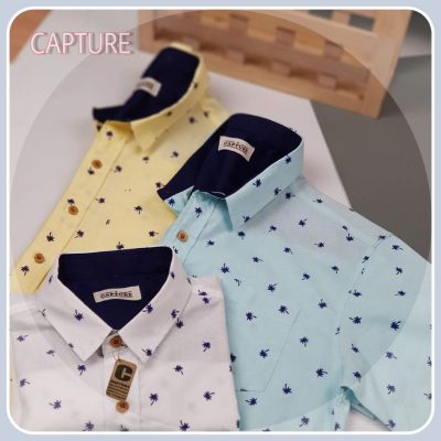 Capture Shirt เสื้อเชิ้ตผู้ชาย เชิ้ตแขนสั้น คอปก ลายมะพร้าว มีถึงอก 48 นิ้ว