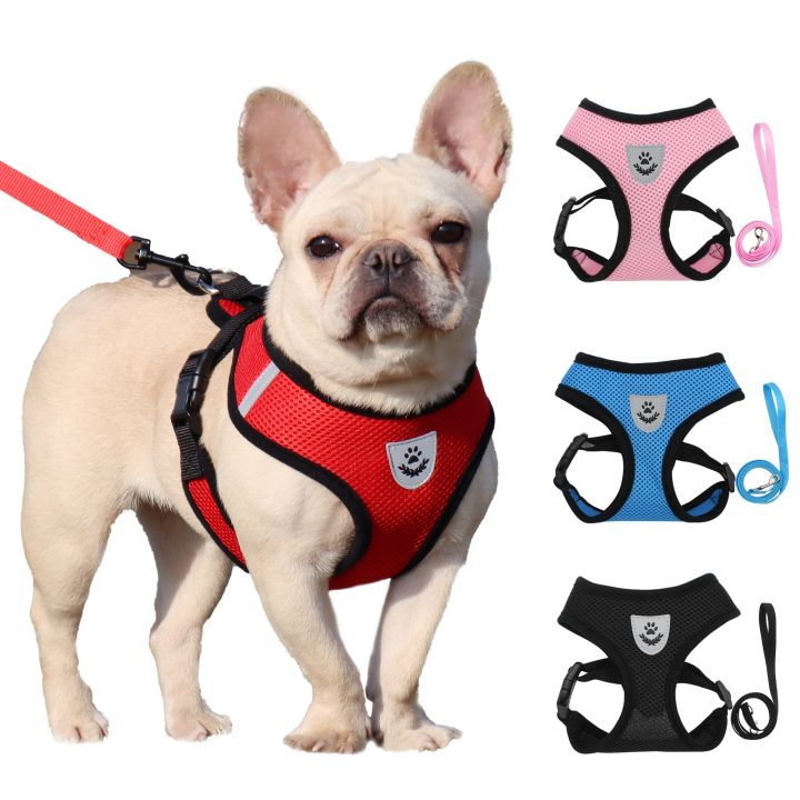 pets-baby-เครื่องประดับสุนัขสายจูงสุนัขและคอปกระบายอากาศได้ดีสะท้อนแสงสำหรับ-chien-french-bulldog-chihuahua-pugdog-เสื้อกั๊กสายรัดหน้าอก