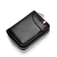 Fashion RFID Genuine Leather Women Business Card Holder Coin Wallet Bank Credit Card Case Female ID Cardholder Purse For Men