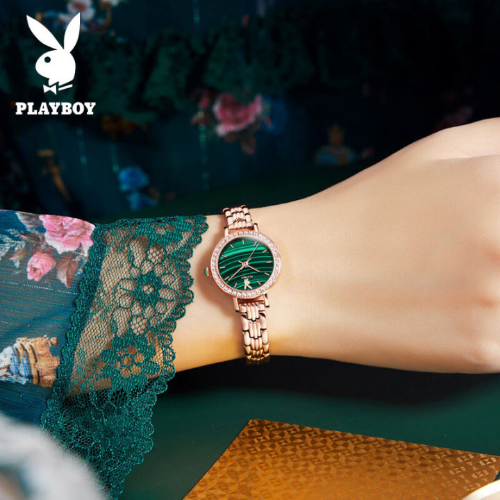ซื้อ1แถม2ฟรีของขวัญสร้อยข้อมือและสร้อยคอ-playboy-diamond-นาฬิกา-original-กันน้ำควอตซ์สแตนเลสสายเหล็กนาฬิกาสุดหรู