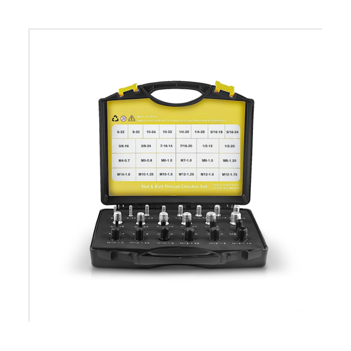 26Piece Nut and Bolt Thread Checker Thread Gauge Black&Silver Nut and Bolt Checker Suitable for