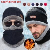 {Warm scarf}Coral Fleece Balaclava หมวกฤดูหนาว Beanies หมวก Unisex ผ้าพันคอ Warm Breathable ขนสัตว์ถักหมวกสำหรับชายหมวกชุด Casquette Homme