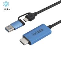 JUNRU3703 Type-C เป็น HDMI USB ไปยังตัวแปลง HDMI 5อะแดปเตอร์ Gbps USB เป็น HDMI สายเคเบิลหน้าจอเดียวกันสายแปลงสาย2 In 1 Type-C เป็นหัวแปลงสัญญาณ HDMI โทรศัพท์มือถือสาย