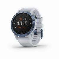 GARMIN ] สมาร์ทวอทช์ (33.02mm, ตัวเรือนสีฟ้า , สายซิลิโคนสีขาว ) รุ่น FNX6PRO SOLAR