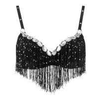 KKSexy Belly Dance เลื่อมพู่ปาร์ตี้ Top ผู้หญิงเต้นรำเพชร Fringe lette Crop Top เทศกาล Clubwearq11