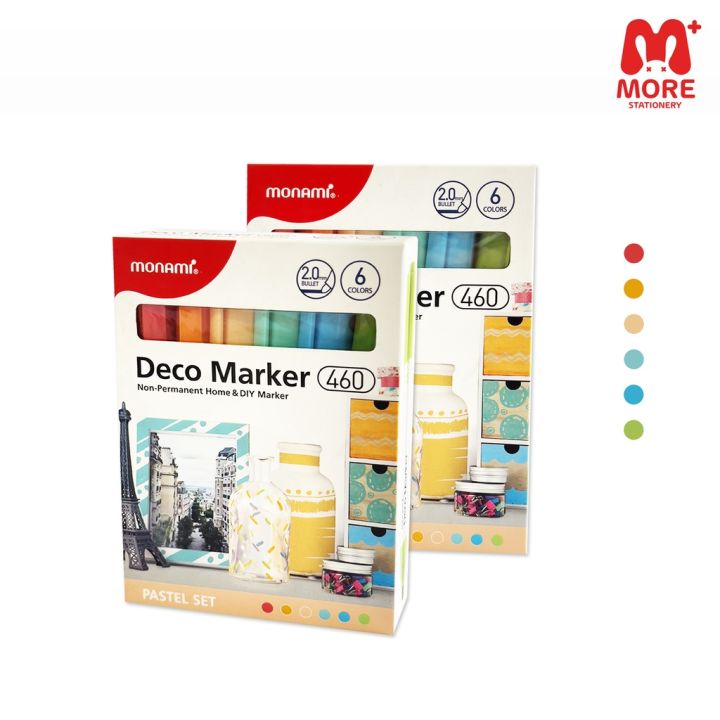 monami-โมนามิ-ปากกามาร์คเกอร์รุ่น-deco-marker-460-ชุด-6-สี