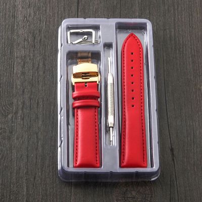 【Hot Sale】 with leather men and women strap butterfly double press red pink white blue waterproof mechanical watch chain accessories