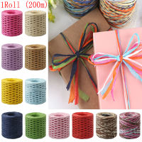 Xinyi3 1 ม้วนกล่องบรรจุ Raffia ริบบิ้นกระดาษเชือกเบเกอรี่บรรจุภัณฑ์เชือกห่อ DIY Twine Cord Party Decor 200 เมตร