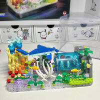 Creative Fish Tank Aquarium Building Blocks 31122พร้อมไฟ LED Mini Particle อิฐของเล่น Fishbowl ตกแต่งของขวัญสำหรับเด็ก