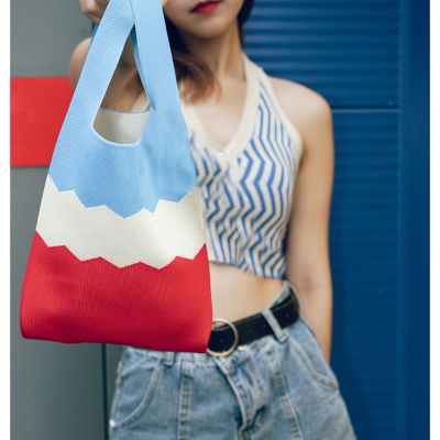 Shopping Bag Students One Shoulder High-capacity Personalized Handbag Handmade Handbag Fashion Knitted Bag