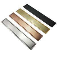 Brushed Rose Gold Floor Drain SUS304 Floor Conceal Drain 60CM Long Drainage Channel Drain for Hotel Bathroom Kitchen Floor Black