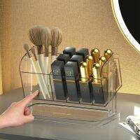 【YD】 compartment storage box transparent Makeup brush desktop advanced cosmetics shelf Organizer