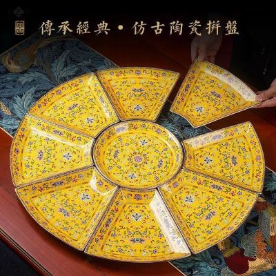 จานตั้งโต๊ะสร้างสรรค์ลายคราม Jingdezhen จานจีนสีขาวกระดูกในครัวเรือนจานเคลือบสำหรับของขวัญปีใหม่ Nmckdl