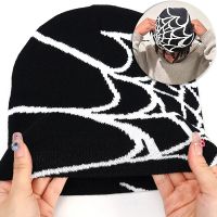 Goth Spider Web Jacquard Beanie Caps Y2K Vintage Knitted Warm Hip Hop Unisex Slouchy Elastic Knit Hat Skull Cap For Women Men