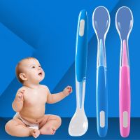 Baby Soft Silicone Spoon Candy Color Spoon Baby Feeding Tableware Non-Slip Baby Training Spoon Feeding Tools Infant Tableware Bowl Fork Spoon Sets