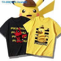 ☍♛ York Hewlett Anime Pikachu joint T-shirt short sleeve lovely summer half sleeve for men and women lovers popular logo detective Pikachu T-shirt