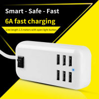 เครื่องชาร์จ USB อัจฉริยะ6พอร์ตกว้าง5V 6A แท่นชาร์จชาร์จ USB เร็วสำหรับโทรศัพท์มือถือ