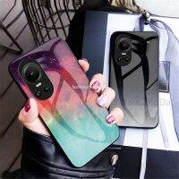 เคสโทรศัพท์กระจกเทมเปอร์ไล่ระดับสีสำหรับ Oppo Reno 10 Pro Plus 10Proplus 10pro + Reno10 Pro เคส Reno10pro แฟชั่นแข็งกันแรงกระแทกกรอบ TPU แบบนุ่มฝาหลัง