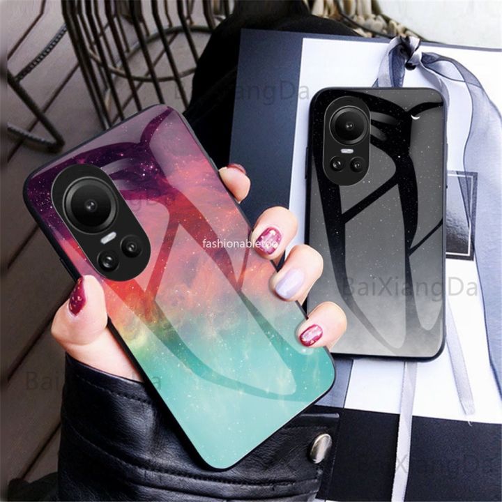 เคสโทรศัพท์กระจกเทมเปอร์ไล่ระดับสีสำหรับ-oppo-reno-10-pro-plus-10proplus-10pro-reno10-pro-เคส-reno10pro-แฟชั่นแข็งกันแรงกระแทกกรอบ-tpu-แบบนุ่มฝาหลัง