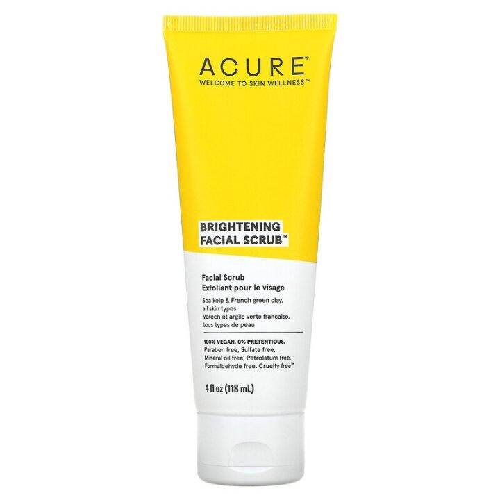 Acure Brightening Facial Scrub / Cleansing Gel 4 fl oz (118 ml) SALE