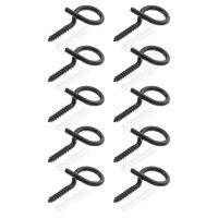 20 Pcs Small Iron Black Hooks Heavy Duty Eye Bolts Self-Tapping Hanging Christmas Lights Ring Screws Outdoor Eyelet Nails Screws  Fasteners