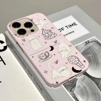 เคส ไอโฟน แอปเปิ้ลแมวจันสีชมพู 15pro เคสศัพท์ 14pro รุ่นผู้หญิง 12pro เคสแข็ง 11pro ฟิล์ม 13mini