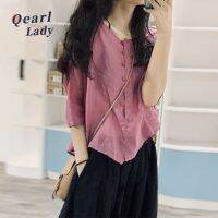 QearlLady เสื้อเชิ้ตตัวน้อยสำหรับวันศิลปะฤดูร้อนเสื้อสวมศีรษะแบบเรโทรลำลองแขนค้างคาวทรงหลวมผ้าฝ้ายบริสุทธิ์504b162เสื้ออาบแดด