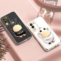 พร้อมเคสมือจับสำหรับโทรศัพท์มือถือขาตั้งเป็ดน่ารักสำหรับ VIVO V29 5G เคสซิลิโคนนุ่ม TPU ฝาครอบป้องกันเลนส์ Vivo V29 VIVOV29 5G 2023