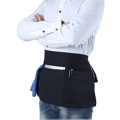 Short Waist Apron With Pocket Waitress Waiter Chef Half Apron For Women Men Kitchen Cafe Pub Cleaning Supplies Elegant Aprons