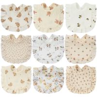 【DT】hot！ Baby Feeding Drool Bib Ruffle Floral Bibs Infants Saliva Soft Cotton Burp for Newborn Toddler Kids Korean