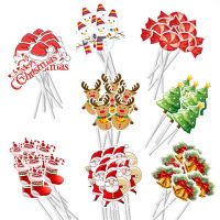 48pcs Snowman Cake Elk Stocking Party Favors Kids Supplies Santa Xmas Tree Cupcake Toppers