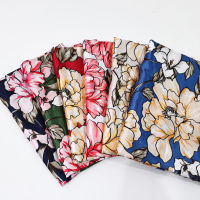 ผ้าพันคอผ้าซาตินแบบวินเทจขนาดใหญ่1เมตร X 1.48เมตรวัสดุผ้าหมวกดอกไม้